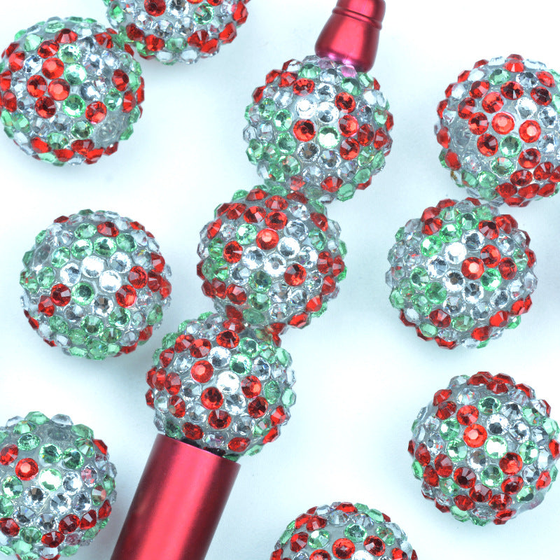 Wholesale 10pcs 20mm Christmas Rhinestone Beads Acrylic Resin DIY Beads